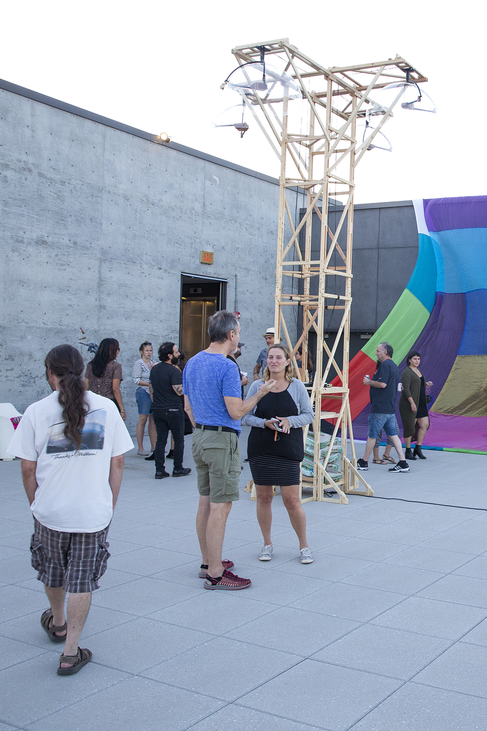 Daytime view of the tower during the exhibitions opening events.